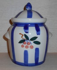 CONTENITORE BARATTOLO PORTA ZUCCHERO CAFFE THE COPERCHIO CERAMICA DIPINTO A MANO