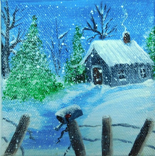 Cabin snow winter landscape - snow,