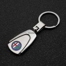 Portachiavi Alfa Romeo metallo cromato logo blu auto gadget regalo elegante