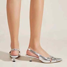 Decolte Scarpe Donna 3.5 cm Argento Lucido Cinturino Pelle Sintetica 01260