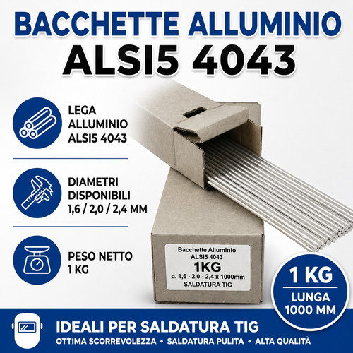 Bacchette alluminio alsi5 4043 - bacchette,