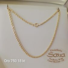 Collana Corda Fune Intrecciata UNISEX cm 43 oro Giallo 750 18 kt  Grammi 1.7