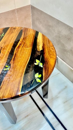 Tavolino epossidico teak fatto - tavolino,