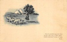 AL18-17A) CARTOLINA VERSI DANTE GREGGE PECORE VIAGGIATA BOLOGNA GAGGIO MONTANO