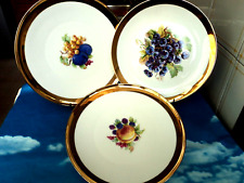 3 PIATTI D'USO DECORATIVI PORCELLANA ROYAL ROSLYN BAVARIA BORDO ORO FRUTTA C 25