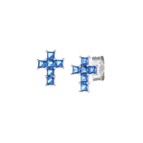 Amen orecchini croce - blu, a