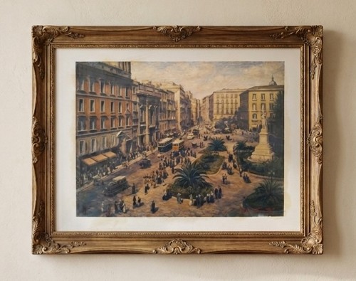 Napoli piazza dante gouache - piazza,
