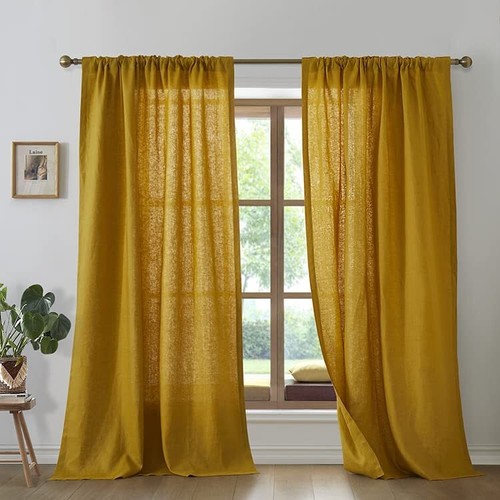 Tenda lino colore senape - tenda,