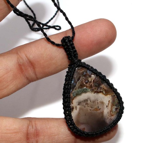 Collana agata bastone - , macramè