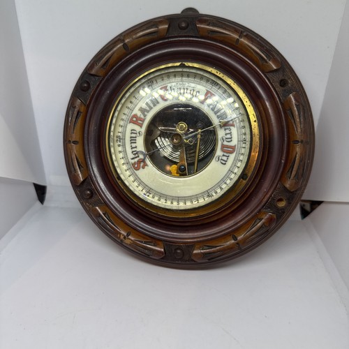 Antique victorian oak aneroid - oak,