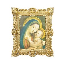QUADRO MADONNA BUONCONSIGLIO CORNICE STILE BAROCCO SHABBY FINTO VINTAGE CM 45X37