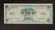1943 A ITALY 50 LIRE  BANK