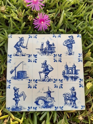 Piastrella epoca con decoro - piastrella, d'epoca