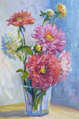 Dipinto olio mazzo fiori - mazzo,
