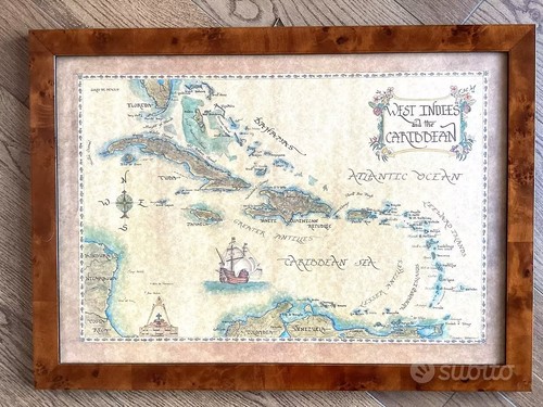 Antica mappa dei caraibi - mappa,