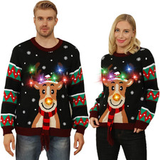 Maglione Natalizio Donna Con Luci, Maglione Natale LED Divertente, Maglioni Nata