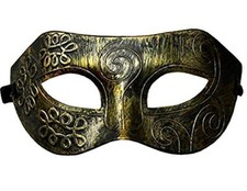 Maschera Colore Bronzo Antico Carnevale Halloween Veneziana Uomo Donna I.4206