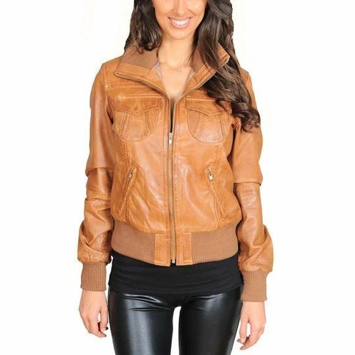 Giacca bomber pelle marrone - in,