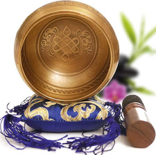 Campana Tibetana Di Bronzo Fatta a Mano in Nepal Ø11,43Cm– Cuscino, Batacchio in