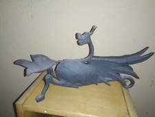 Portaoggetti antico in ferro battuto drago porta candela portacenere raro a mano