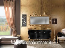 Mobile Bagno Stile Barocco Doppio  Lavabo Top Cristallo Con Swarovski Bombato 