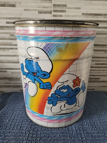 Puffi 1984 bidone latta - bidone,