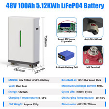 Batteria Solare Al Litio Lifepo4 48V 600AH 300AH 100AH 51.2V 30KW Ciclo 6000+ Co