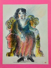 PERSONAGGIO FEMMINILE opera originale-tecnica mista su carta, 30 x 40,00