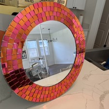 Raro specchio mosaico rotondo