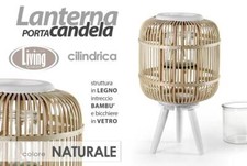 LANTERNA PORTACANDELA PIANTANA TERRA EVENTI GIARDINO VETRO Trepiede LEGNO 46*26