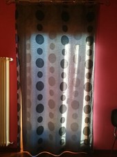 Tenda due strati, coprente e trasparente, con anelli, a pois tonalità nero