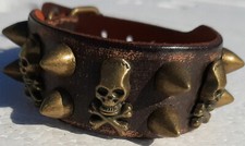 Bracciale uomo/Donna pelle in cuoio con regolabile polsino Marrone