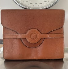 REDWALL BORBONESE Bag Foldover Clutch Envelope Brown Canvas Leather Cachemire