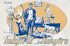 Cartolina illustrata d'epoca - INDUSTRIA ALABASTRO - Rusconi. Milano