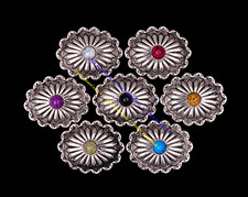 10X Bling Argento Turchese Fiore Intagliato Pelletteria Accessori Cintura Concho