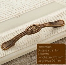 5 MANIGLIE BRONZO 128 MM CON DISEGNO A FIORE 