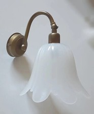 Applique rustico classico in ferro battuto vetro bianco braccio ruggine oro