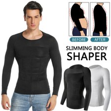 Camicia uomo manica lunga controllo pancia addome compressione dimagrante body shaper