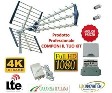 KIT ANTENNA TV DIGITALE TERRESTRE COMPLETA ALIMENTATORE AMPLIFICATORE  LTE 4K 5G