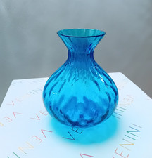 Vaso VENINI anno 2008 vetro Murano  Altezza 10 cm blu acquamare da collezione