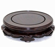 1x Espositore rotondo in legno piedistallo pentola statua bruciatore incenso base intaglio