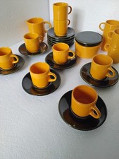 servizio 12 tazzine da caffè Sic vintage anni '70 in ceramica gialla impilabili