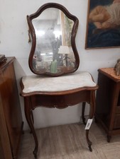 Toletta Con Specchiera Del XIX Secolo , Antica Toletta Con Piano In Marmo E...