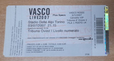 VASCO ROSSI BIGLIETTO CONCERTO,TKT, LIVE 2007,3 LUGLIO STADIO DELLE ALPI TORINO