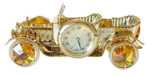 Auto epoca con orologio - auto, gold