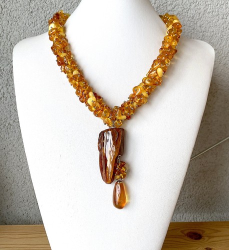 Collana vintage ambra perline