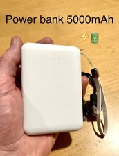 power bank 5000 mah bianco sottile 2 uscite con laccio 