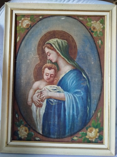 Madonna col bambino - bambino,olio, su