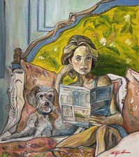 Quadro Olio su Tela "La Notizia” 70x80, Roberto Cafarotti, No Guttuso