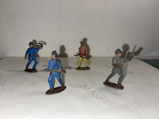 SOLDATINI CROMOPLASTO XILOPLASTO Anni 70 Lotto Di 4 Nordisti Sudista Cow-boy